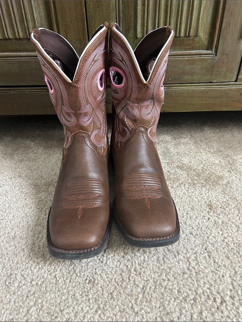 Women Brown Cowboy Boots Durango Square Toe
